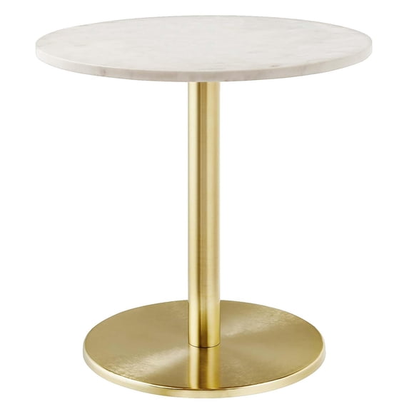 Mesa auxiliar Modway Viva redonda de mármol blanco, latón blanco