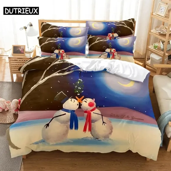Snowman couple Bedding Duvet Cover Set Digital Printing Bed Linen Fashion Design Comforter Cover Bedding Sets Bed Set Bed Sheets
