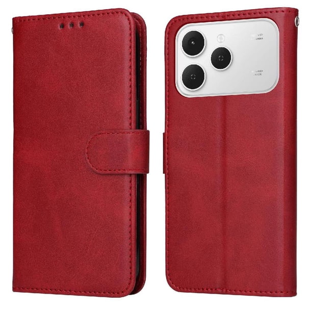 Funda Billetera para Tecno Spark 40 4G con Porta Tarjetas y Soporte Ajustable Rojo