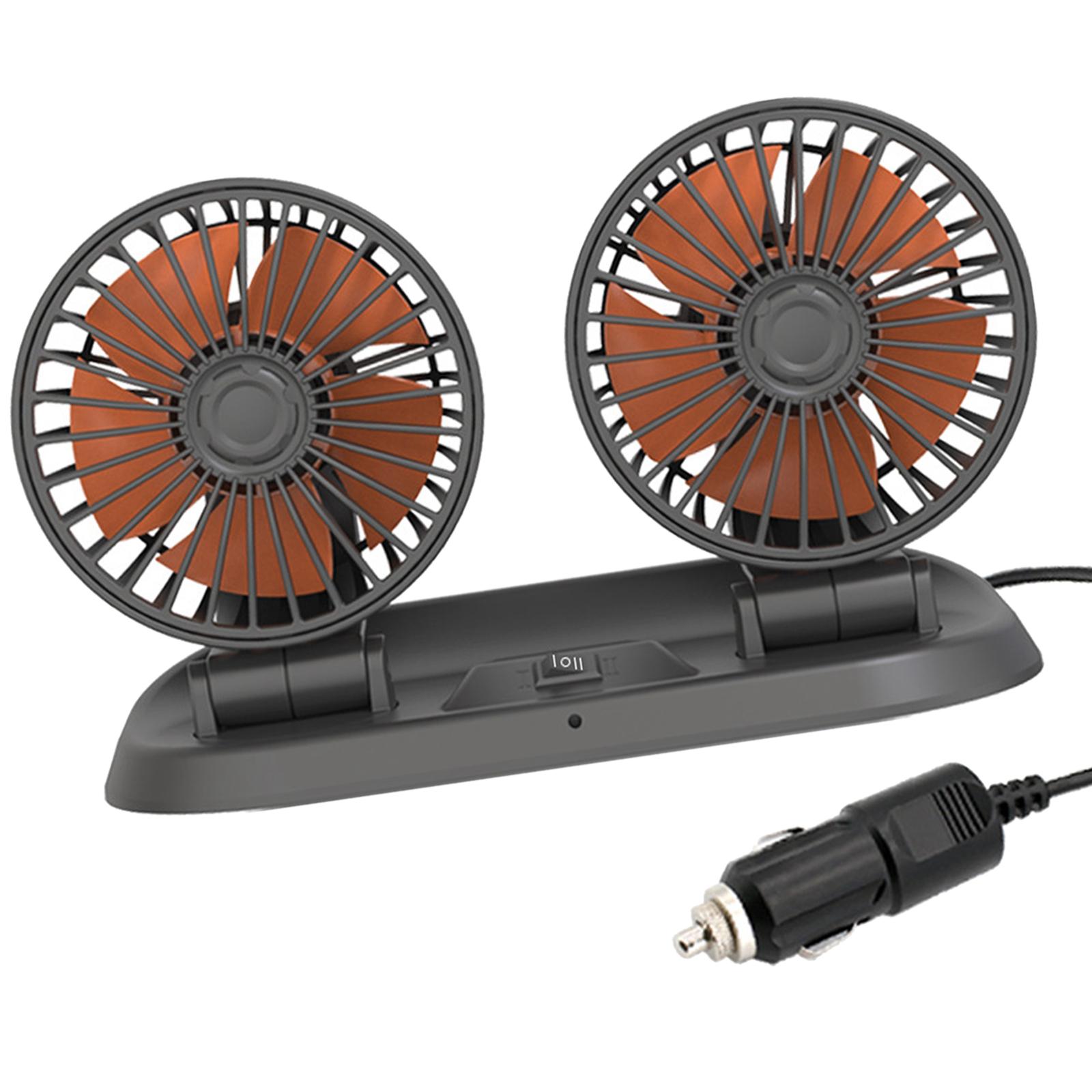 Ioensy - Ventilador De Coche De Doble Cabeza 2 Velocidades 360 Giratorio Apto Para Salpicadero Vehículo Verano