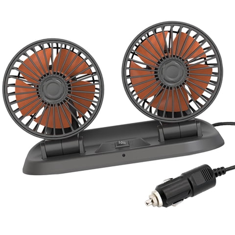 Ioensy - Ventilador De Coche De Doble Cabeza 2 Velocidades 360 Giratorio Apto Para Salpicadero Vehículo Verano