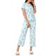 thumbnail image 2 of INSPIRE CHIC Conjunto de Pijama de Mujer Acanalado de Manga Corta Modal con Puños con Volantes y Pantalones de Descanso Suaves 2XL Azul Blanco Floral, 2 of 6