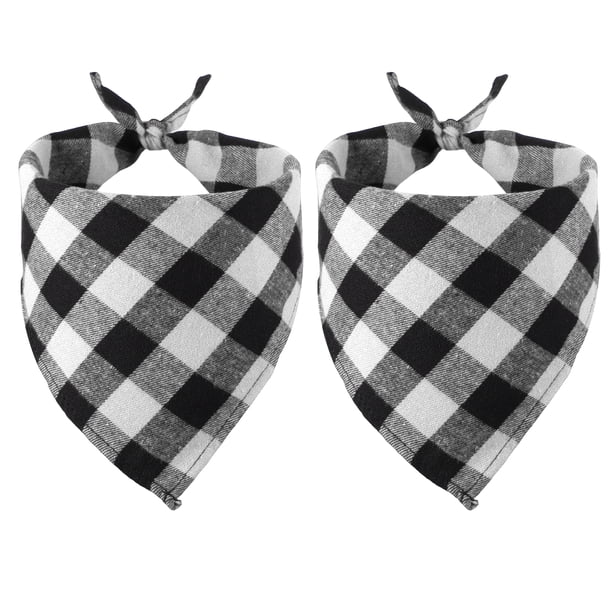 Uxcell Bandana para Perro, 20 x 13 in Pañuelo para Gato con Estampado de Cuadros de Búfalo, Accesorios de Pañuelo Triangular Ajustable, Lavable, (Blanco), para Mascotas Pequeñas, Medianas, Grandes