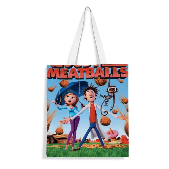 Cloudy with a Chance of Meatballs Bolso de tela con estampado de lienzo para mujer,