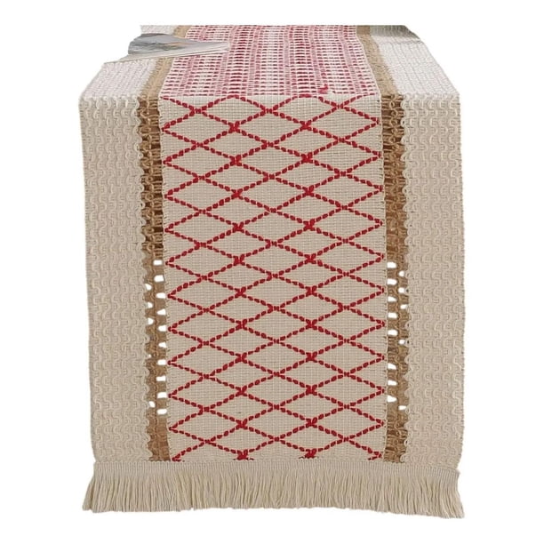 Mantel Camino De Mesa Rectangular Yute Malla 180x30cm rojo