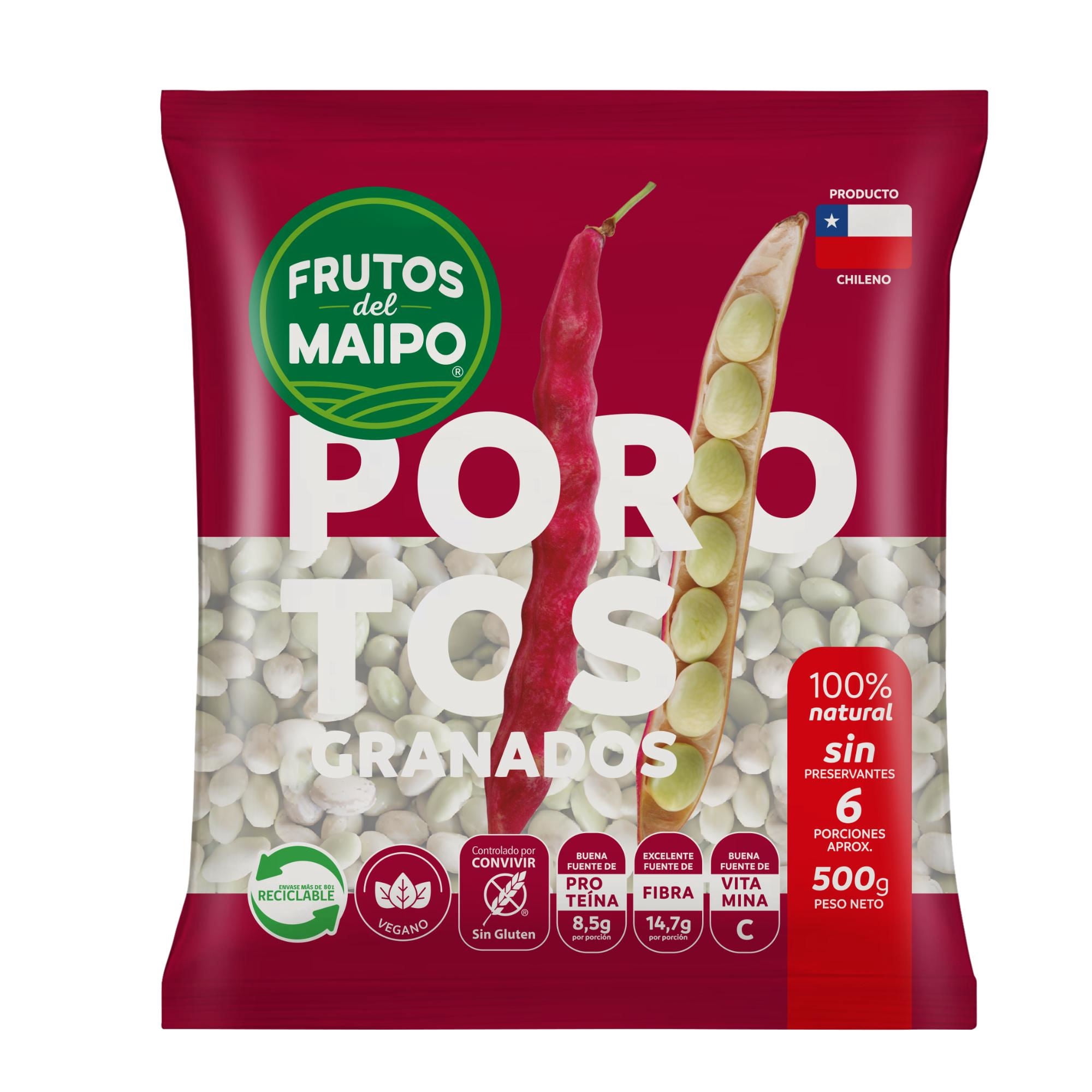 Porotos Granados Congelados 100% Natural Bolsa 500 g Frutos Del Maipo