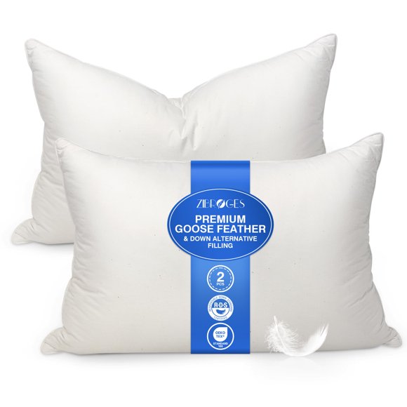 Almohada Zibroges tamaño Queen, juego de 2 con funda de algodón orgánico