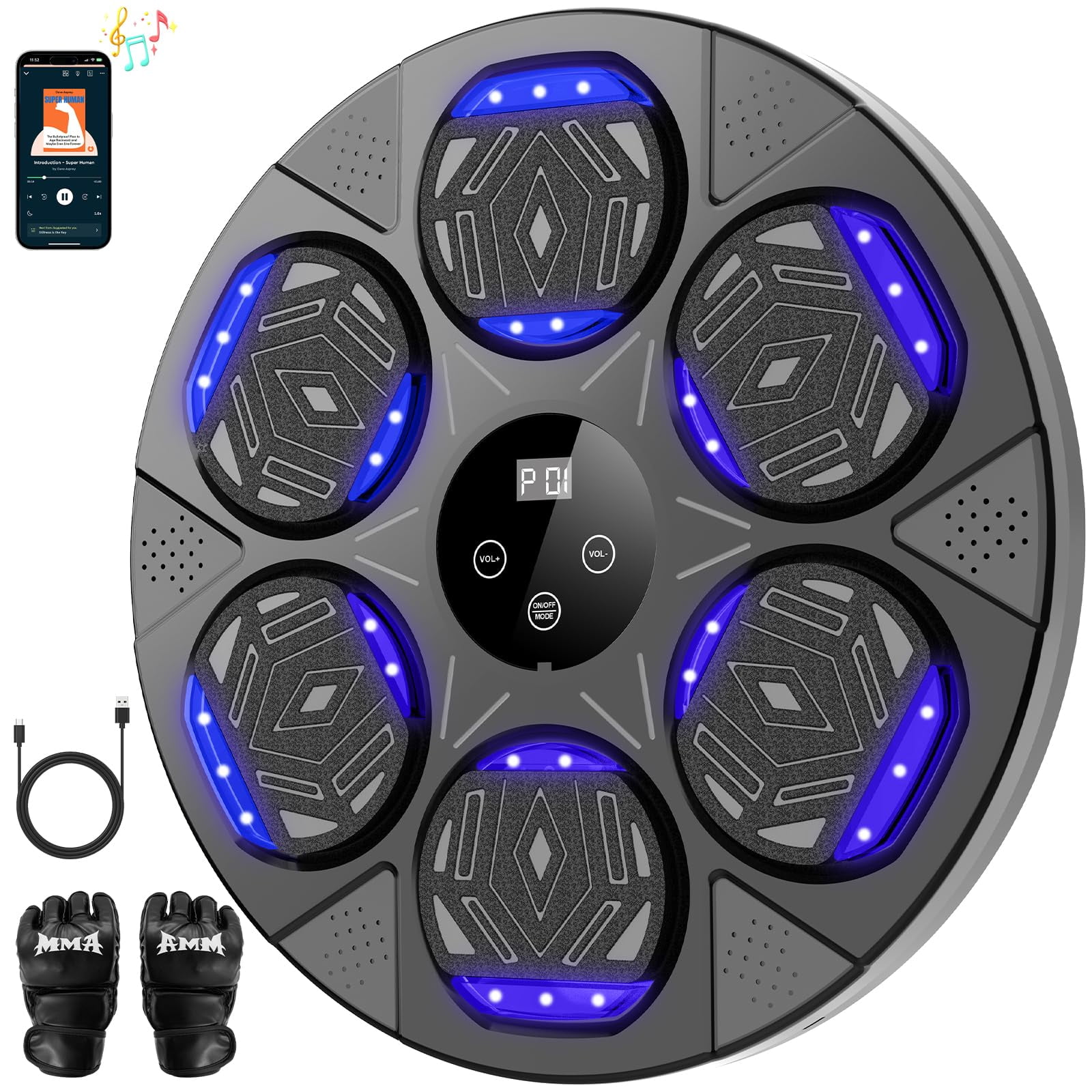 Máquina De Boxeo Lolbox Music Con Bluetooth Para Niños Y Adultos