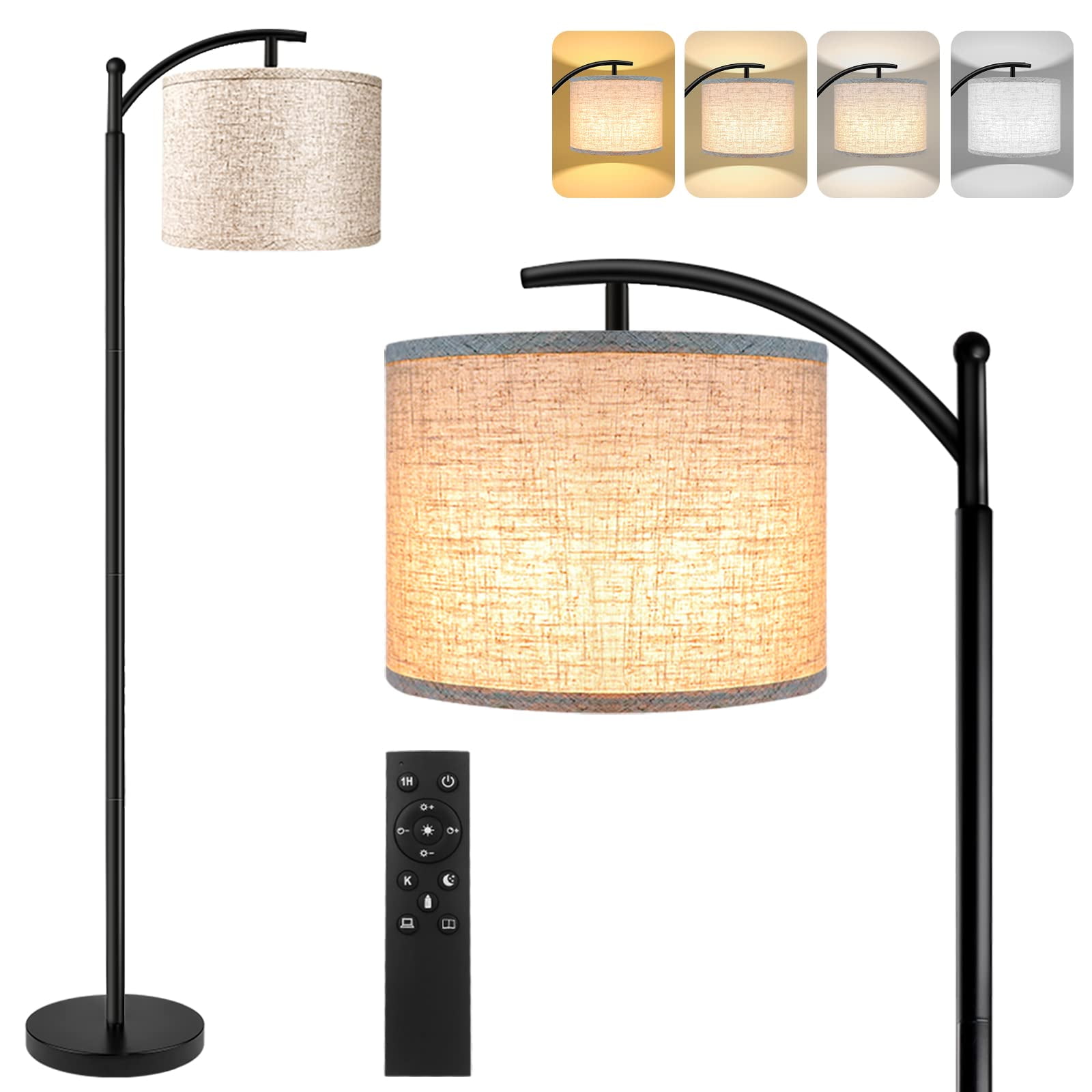 Lámpara De Pie Rottogoon Led De 4 Colores, Regulable, Negra
