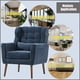 thumbnail image 3 of Modern Accent Chair,Chenille Arm Chairs for Living Room,Upholstered Mordern Armchair,Comfy Soft Padded Lounge Chair in Small Space, Bedroom, w/Pillow, Solid Wood Leg (Dark Blue), 3 of 3