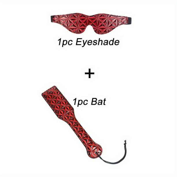 2pcs High-End SM Paddle Slapper & Blindfold Set for Couples - 3D Faux Leather Hand Slapper and Eye Mask for Flirting, Restraint, and Bondage - Perfect for Men and Women