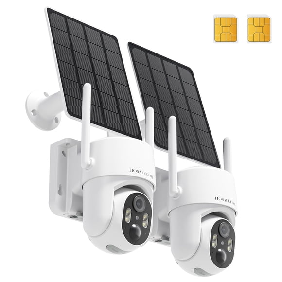 Cámara de seguridad celular HOSAFE.COM 4G LTE Solar 2K, paquete de 2
