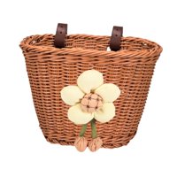 Magideal - Cesta De Bicicleta Para Niños, Minicesta Para Manillar Con Cinturones De Pu Ajustables, Cesta Delantera Tejida Para Bicicleta Para Niños Y Niñas Marrón