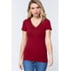 thumbnail image 1 of Top Corto de Punto Henley con Cuello en V y Manga Corta, 1 of 5