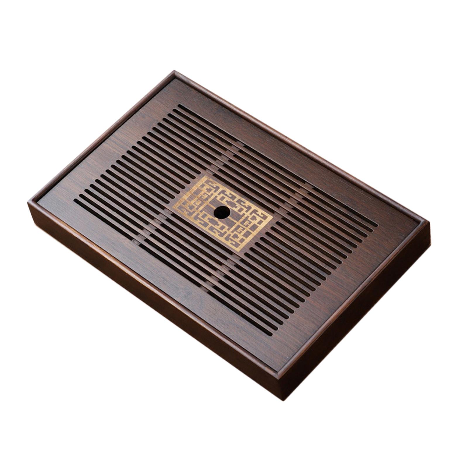 Magideal - Bandeja De Té De Bambú, Accesorio De Juego De Té, Bandeja De Servicio De Té De Almacenamiento De Agua De Placa De Tipo De Drenaje Para Juego De Té De Medio