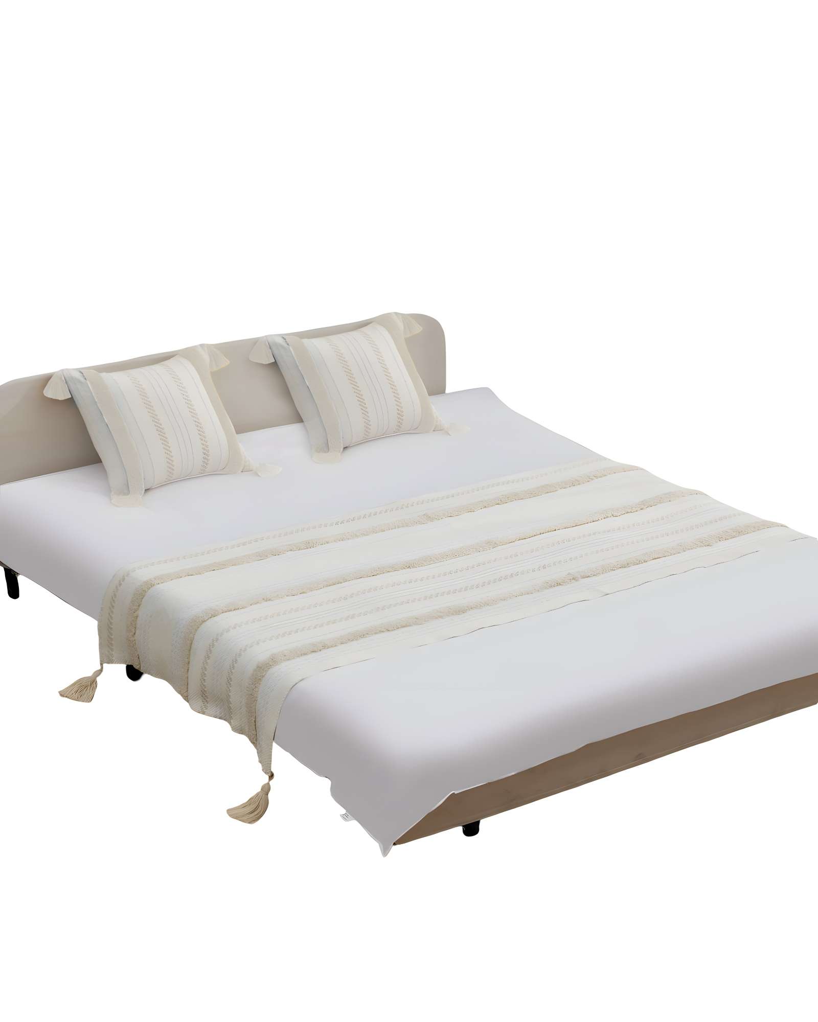 Genérico - Piecera Bordada Con Dos Fundas Modelo Boho Beige 07