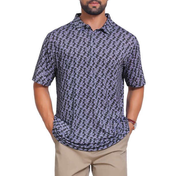 INSPIRE CHIC Camisas Polo de Hombre de Verano con Estampado Casual de Manga Corta Ligeras y Transpirables S Púrpura Oscuro