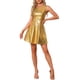 thumbnail image 1 of INSPIRE CHIC Vestido de Halloween para Mujer sin Mangas de Cintura Alta Brillante Ajustado y Acampanado Mini Vestido Dorado Brillante M, 1 of 6