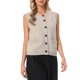thumbnail image 4 of INSPIRE CHIC Chaleco de Suéter para Mujer sin Mangas Cuello Redondo Abotonado Cárdigan Casual con Bolsillos XL Caqui, 4 of 6