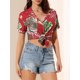 thumbnail image 5 of INSPIRE CHIC Camisas de Regreso a Clases para Mujeres Camisetas Hawaianas de Manga Corta con Botones Florales Tropicales S Rojo, 5 of 8