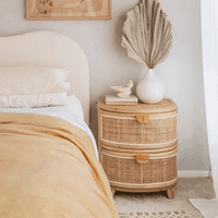 Santú Home & Deco - Velador Mesa De Noche Rattan Cajones Estilo Mimbre