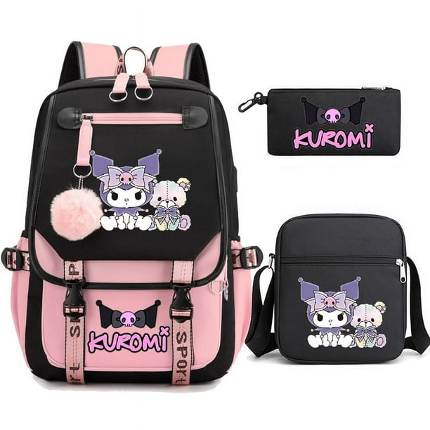 3pcs Kuromi Backpacks Patchwork Capacity Women Men Travel Mochilas With Shoulder Bags Ins Laptop Teens School Bags