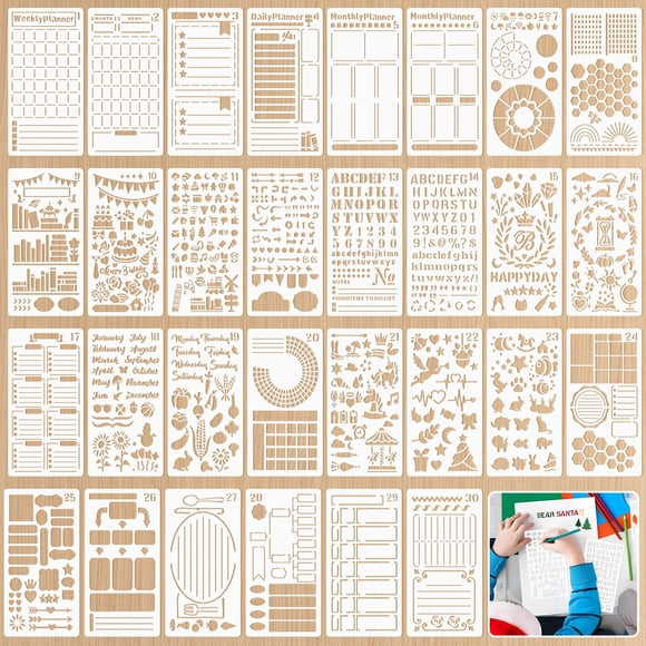 Juego de plantillas Bsenhe 4x7 pulgadas 30 piezas para agendas