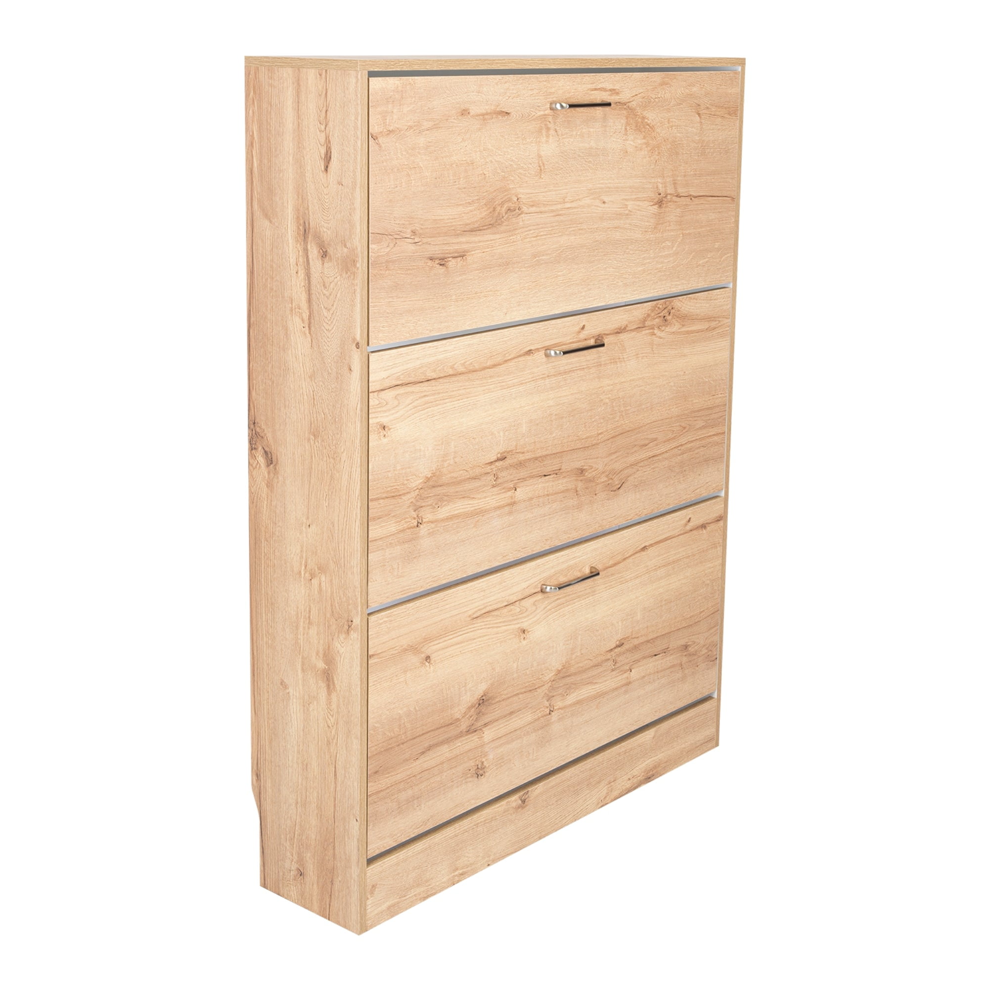 Fmfurniture - Zapatero 3 Cajones Amplios Fm-002c Café Claro Blanco