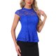 thumbnail image 4 of INSPIRE CHIC Blusa de Encaje Floral de Ganchillo con Cuello Redondo sin Mangas Peplum para Mujer XL Azul Real, 4 of 6