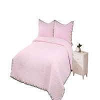 Genérico - Cubrecama Quilt De Verano Bordado 2 Plazas Rosa