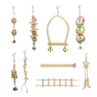 Magideal - 9 Unids/Set Pájaro Columpio Masticar Juguetes Hamaca De Piezaza Percha Colgante Para Budgie Conures Pinzones Jaula Morder Juguete Accesorios Juguete
