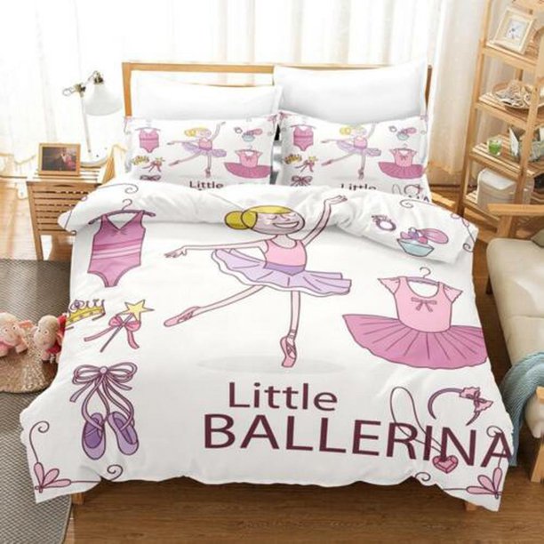 Ballet Girls Cute Gift Quilt Duvet Cover Set Children Super Bed Linen3-Piece Bedding Set