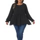 thumbnail image 1 of Agnes Orinda Conjuntos de Halloween para Mujeres Blusas de Talla Grande con Lunares Suizos, Volantes en Capas, Cuello Redondo, Mangas Abullonadas, Blusas Informales de Corte Imperio 3X Negro, 1 of 6
