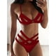 thumbnail image 2 of Sexy Hollow Strappy Lingerie Set, See Through Plunge Bra & Criss Cross Panties, Women's Sexy Lingerie & Underwear, 2 of 3