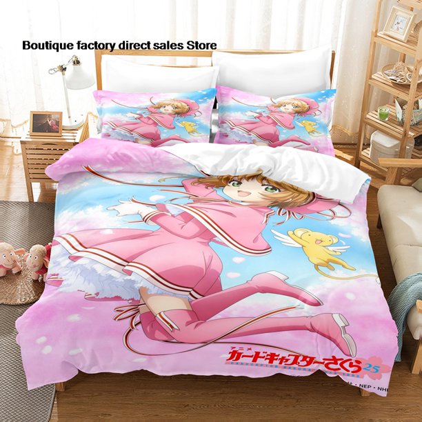 Hot CARDCAPTOR SAKURA Bedding Set Single Twin Full Queen King Size Bed Set Aldult Kid Bedroom Duvetcover Sets CXG bed sheet setBed Sheets