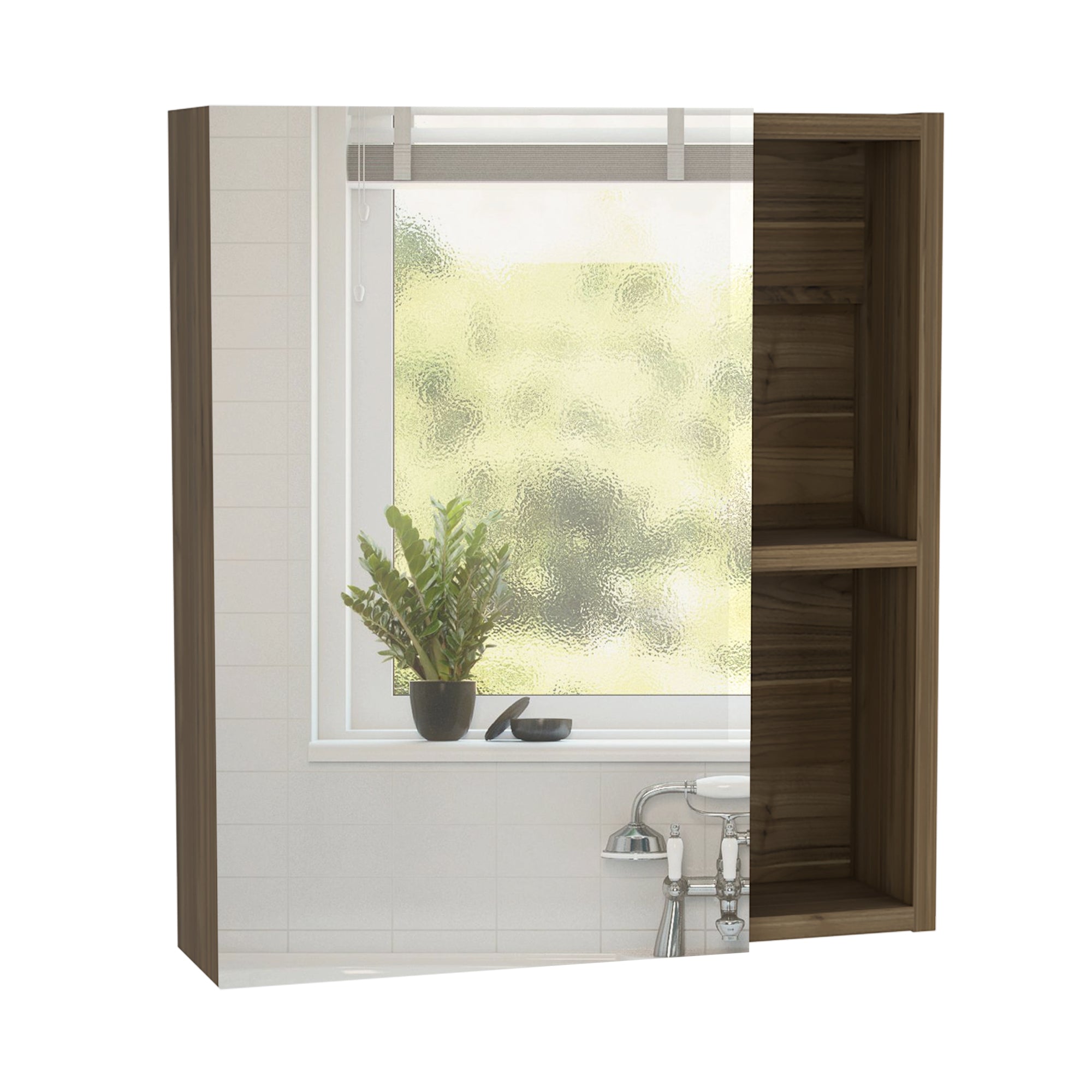 Fm Furniture - Botiquin De Baño 1 Puerta 49.7X45X12.5 Cm Café Oscuro