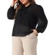 thumbnail image 4 of Blusa de Manga Larga con Cuello de Lazo Transparente de Malla de Chiffon para Mujer de Talla Grande de Agnes Orinda, Casual Elegante, 2X Negro, 4 of 6