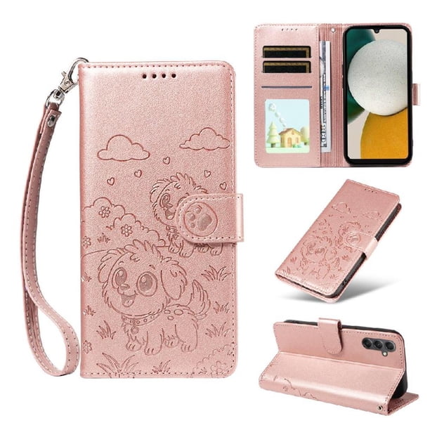 Funda Billetera FOXDOCK Compatible con Samsung Galaxy A34 5G, Diseño Perrito Tierno, Ranuras para Tarjetas y Soporte Plegable