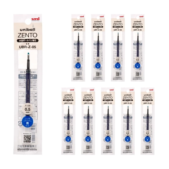 Recarga de tinta para bolígrafo uniball ZENTO UBR-Z-05 0.5 mm Azul, paquete de 10