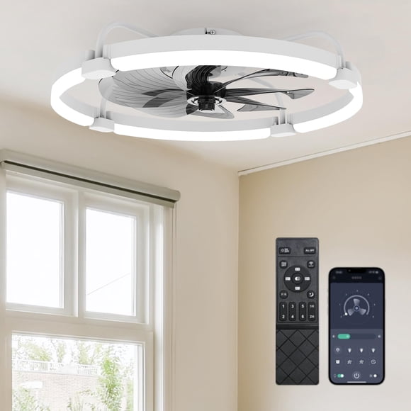 Ventilador de techo Ensenior 61 cm con control remoto y aplicación, blanco