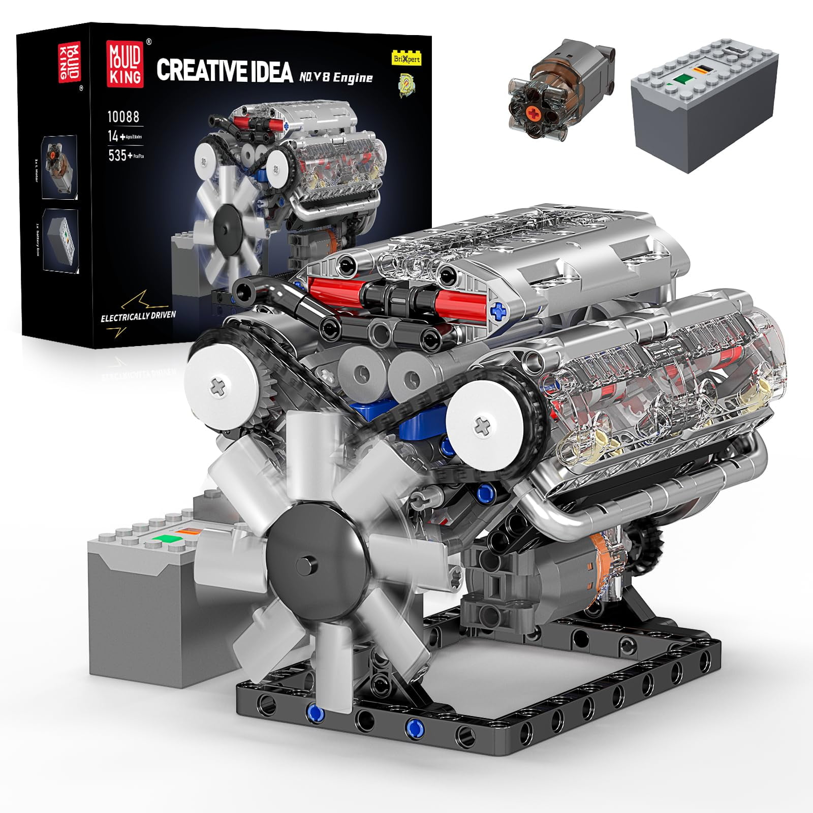 Kit De Construcción Mould King V8 Engine 535 Piezas Con Mando A Distancia Para Coche