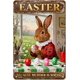 thumbnail image 1 of Letrero estaño metal conejo Pascua vintage conejo flor huevo primavera arte pared hogar granja cocina dormitorio 20x30cm, 1 of 6