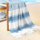 thumbnail image 4 of REGALWOVEN Toallas de Playa a Rayas Sobredimensionadas, Toalla de Confort y Secado Rápido para Viajar, Nadar, Acampar Azul Claro 40' x 72', 4 of 7