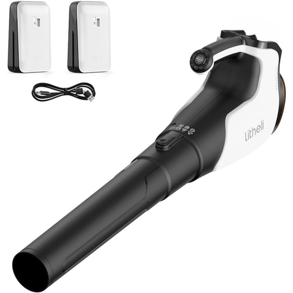 Soplador de hojas LiTHELi 40V sin escobillas, inalámbrico, 560 CFM, 2 baterías de 4 Ah