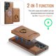 thumbnail image 2 of Funda de Cuero Magnética Oidealo para Samsung Galaxy S23 Ultra, compatible con MagSafe, funda protectora a prueba de golpes con billetera desmontable y bloqueo RFID, soporte con anillo (Marrón), 2 of 7