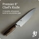 thumbnail image 3 of Cuchillo de chef Shun Premier de 8" VG-MAX Damasco Pakkawood, 3 of 8