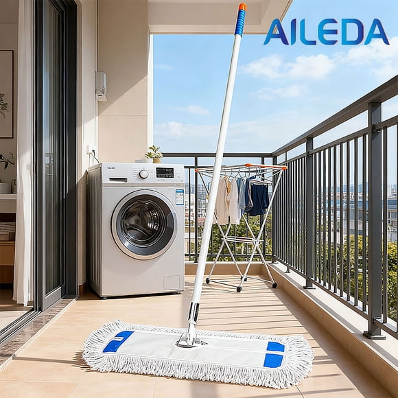 Mopa plana de algodón de Aileda, mango de aluminio, longitud 135cm