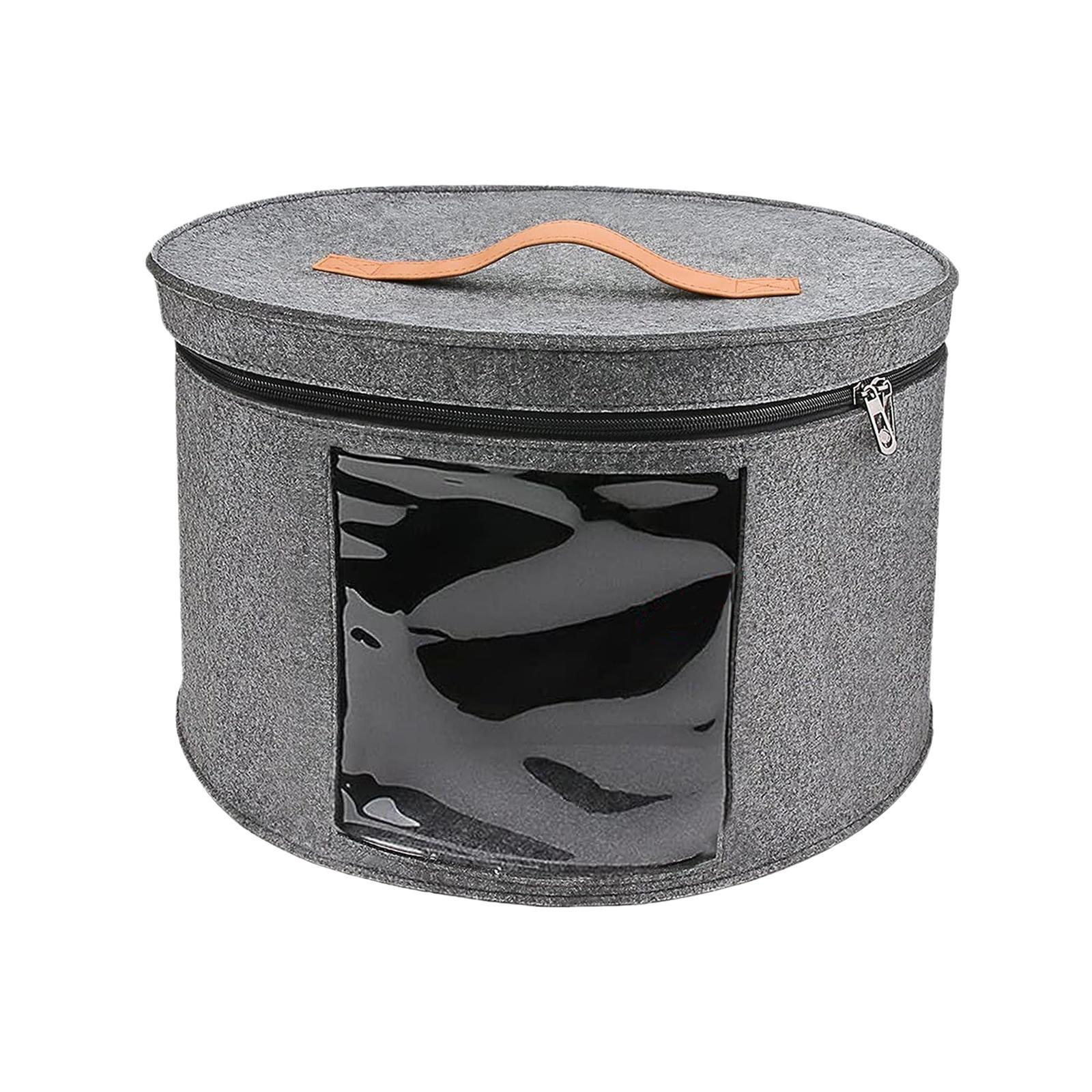 Magideal - Caja De Almacenamiento De Sombreros, Contenedor De Almacenamiento Decorativo Para Armario, Caja De Viaje Para Sombreros, Organizador De Sombreros De A Gris