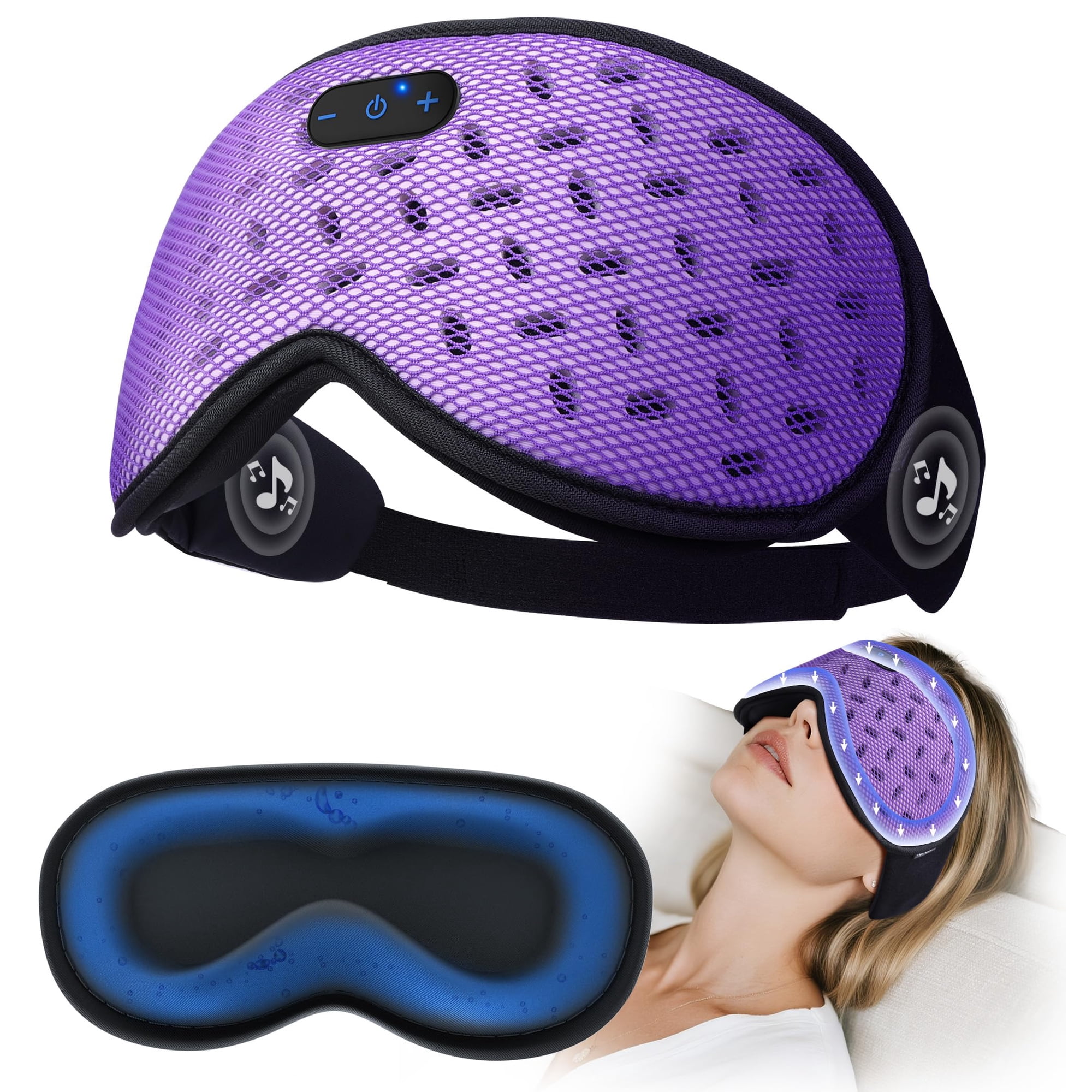 Antifaz Para Dormir Topoint Bluetooth 5.4 Con Peso Y Gel Refrescante