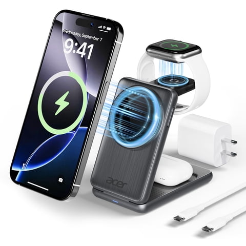 Estación De Carga Inalámbrica Acer 3 En 1 Para Iphone Con Magsafe